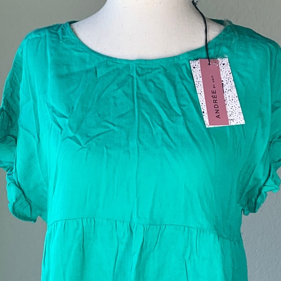 NWT Entro Emerald green Block Me Out tiered ruffle top sz Small - Picture 5 of 9